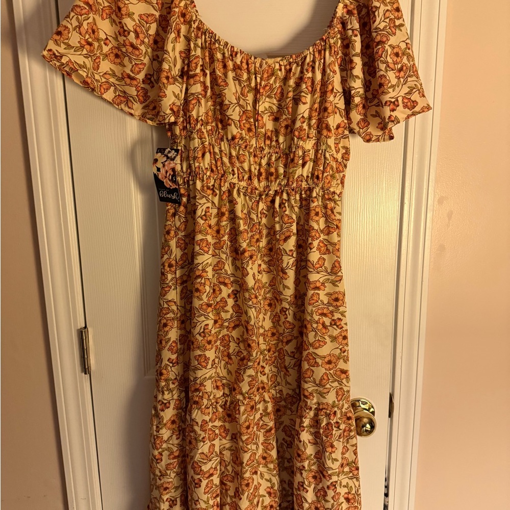 Blush Orange Floral Maxi Dress